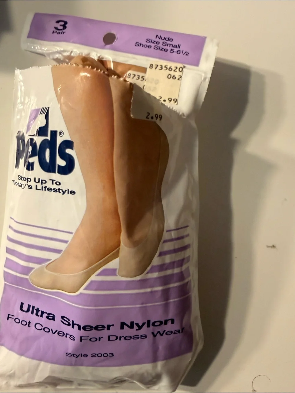 Peds Ultra Sheer Nylon Foot Covers - Nude vintage  set of 3. Plus 4th set open